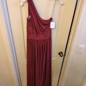 David's Bridal One Shoulder Dress in Burgundy